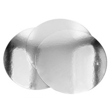 Cake Board rond 30 cm glans zilver 2,5mm 3st